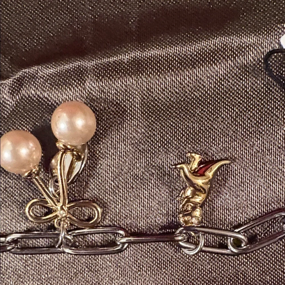 Coach Gold and Silver Charm Bracelet with fresh water pearls